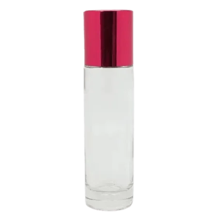Flacon de parfum – Bouteille cylindrique en verre transparent avec couvercle en aluminium coloré - Fati pack packaging Maroc