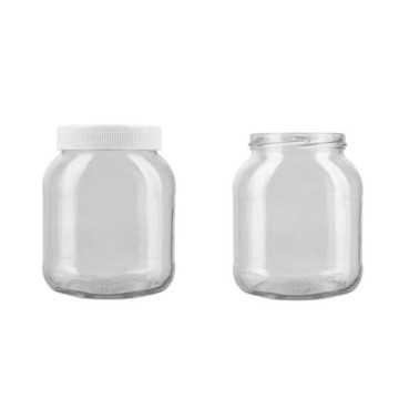 Pot alimentaire en verre rond transparent type Nutella avec capsule twist-off blanche - Fati pack Emballage Alimentaire Maroc