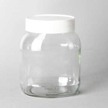 Pot alimentaire en verre rond transparent type Nutella avec capsule twist-off blanche - Fati pack Emballage Alimentaire Maroc