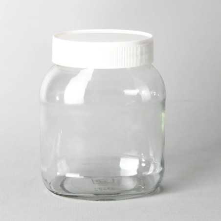 Pot alimentaire en verre rond transparent type Nutella avec capsule twist-off blanche - Fati pack Emballage Alimentaire Maroc