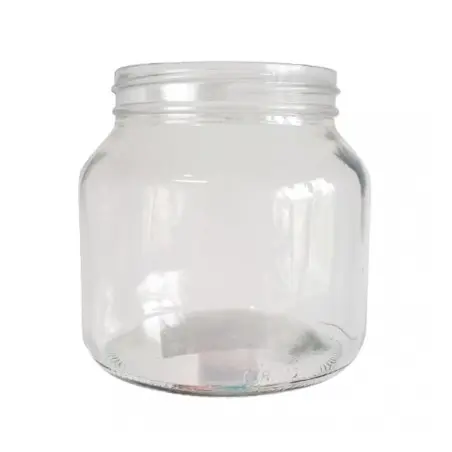 Pot alimentaire en verre rond transparent type Nutella avec capsule twist-off blanche - Fati pack Emballage Alimentaire Maroc