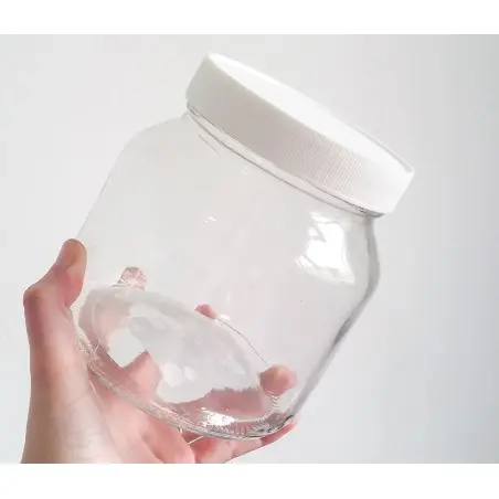 Pot alimentaire en verre rond transparent type Nutella avec capsule twist-off blanche - Fati pack Emballage Alimentaire Maroc