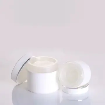 Pot en plastique pour crème avec couvercle blanc et bord argent – Plusieurs formats - Fati pack Emballage Cosmétique Maroc