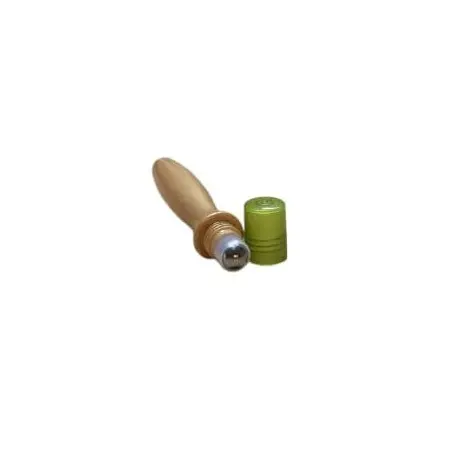 Roll-on Cosmétique en Plastique Doré avec Bille Métallique et Capuchon Vert pour Sérum ou Contour des Yeux - Fati Pack