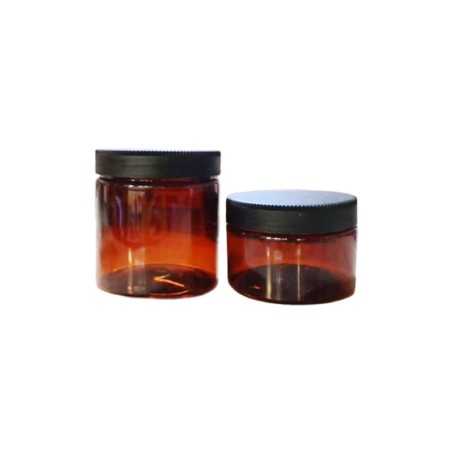 Pots en plastique ambré avec couvercle twist off noir pour produits cosmétique - Fati pack packaging Maroc