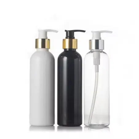 Flacons de Luxe Cylindriques Cosmétiques PET avec Pompe 200ML - Fati Pack emballage Cosmétique Maroc