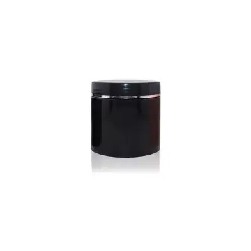 Pot Cosmétique en Plastique Noir Brillant avec Couvercle Noir Brillant & Bague Argentée - Fati Pack emballage cosmétique Maroc