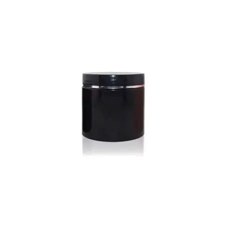 Pot Cosmétique en Plastique Noir Brillant avec Couvercle Noir Brillant & Bague Argentée - Fati Pack emballage cosmétique Maroc