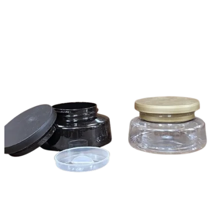 Nouveau Pot élégant en plastique 100 ml – Noir et Transparent avec Couvercles