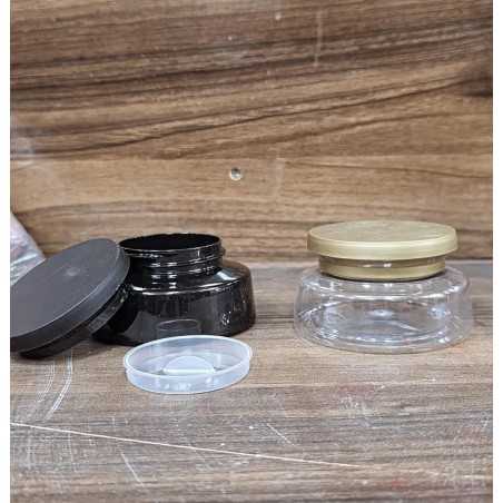 Nouveau Pot élégant en plastique 100 ml – Noir et Transparent avec Couvercles