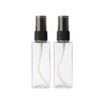 Flacon Spray en Plastique Transparent avec Pompe Pulvérisant Noire – Bouteille Rectangulaire pour Cosmétiques, Parfums - Fatipac