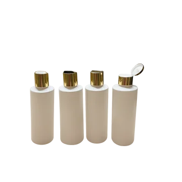 Bouteille plastique blanche cylindrique – Bouchon doré flip-top ou à rabat - Fatipack Emballage Maroc