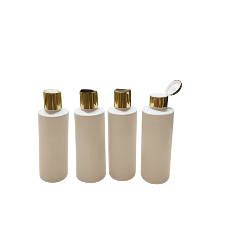 Bouteille plastique blanche cylindrique – Bouchon doré flip-top ou à rabat - Fatipack Emballage Maroc