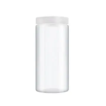 Bocal alimentaire cylindrique transparent de luxe 1000 ml en plastique avec couvercle à vis semi-transparent - Fatipack Group