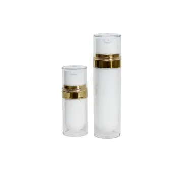 Flacon Acrylique Blanc Premium avec Pompe et Cercle Doré Pour Emballage Cosmétique - Fatipack Group Emballage Maroc