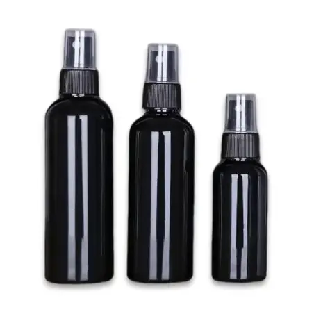Bouteille de pulvérisation à brume fine en plastique PET noir pour cosmétiques - Fatipack Group Emballage Maroc
