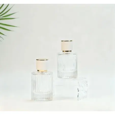 Flacon Parfum Chloé en Verre Transparent Rayé avec Bouchon Spray Doré - Fatipack Group Emballage Maroc