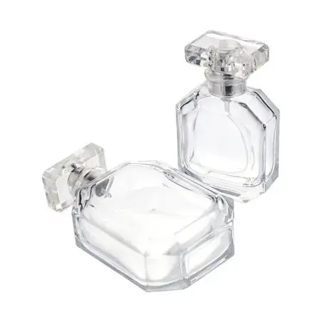 Flacon Parfum Octogonal en Verre Transparent avec Bouchon Spray et Capuchon Acrylique - Fatipack Group Emballage Maroc