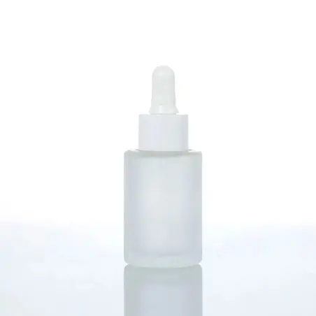 Flacon Pipette Cylindrique en Verre Sablé à Épaule – Packaging Cosmétique Élégant - Fatipack Group