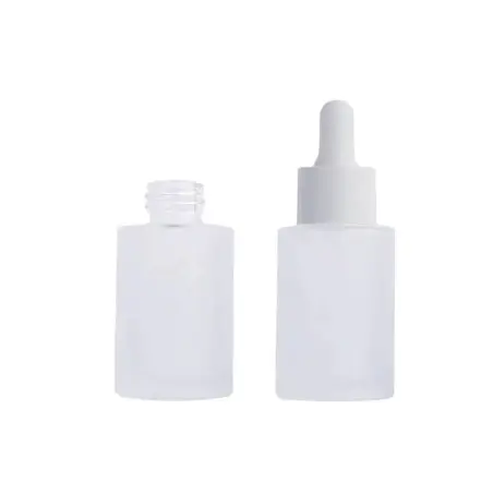 Flacon Pipette Cylindrique en Verre Sablé à Épaule – Packaging Cosmétique Élégant - Fatipack Group