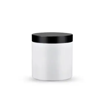 Pots rond en plastique blanc PET avec couvercle noir 300 ml - 200 ml pour emballage cosmétique - Fatipack Group Maroc
