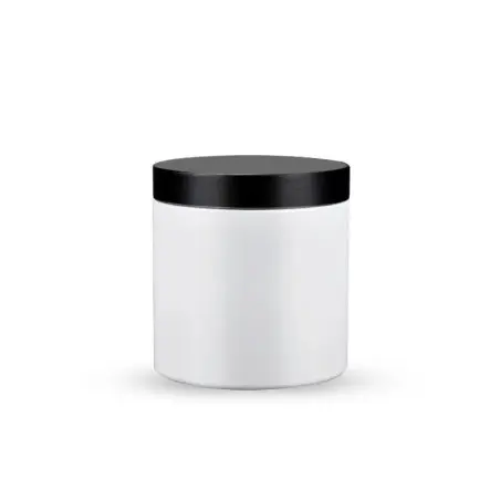 Pots rond en plastique blanc PET avec couvercle noir 300 ml - 200 ml pour emballage cosmétique - Fatipack Group Maroc
