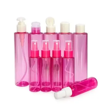 flacons en plastique rose avec différentes fermetures pour emballage des brumes et produits cosmétiques - Fatipack Group Maroc