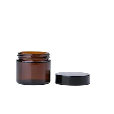 Pots en Verre Marron Ambré Haute Qualité avec Couvercle Noir Étanche - Fatipack Group Emballage Maroc