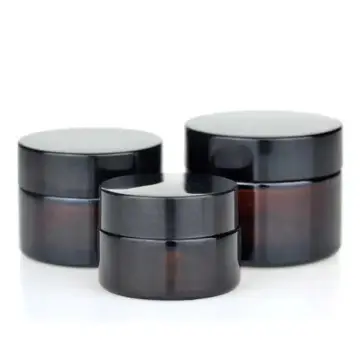 Pots en Verre Marron Ambré Haute Qualité avec Couvercle Noir Étanche - Fatipack Group Emballage Maroc