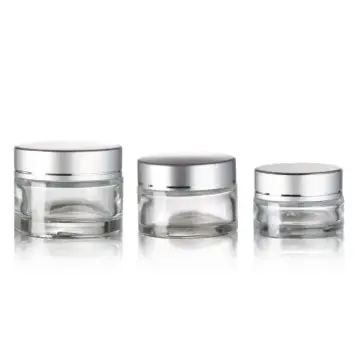 Pot Cosmétique Élégant en Verre Transparent avec Couvercle Argenté Premium - Fatipack Group Emballage Maroc