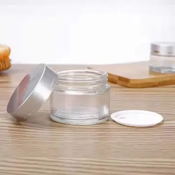 Pot Cosmétique Élégant en Verre Transparent avec Couvercle Argenté Premium - Fatipack Group Emballage Maroc