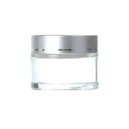 Pot Cosmétique Élégant en Verre Transparent avec Couvercle Argenté Premium - Fatipack Group Emballage Maroc