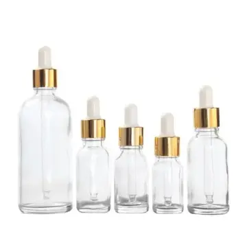 Flacons Cosmétiques Transparent avec Couvercle Doré et Pipette Blanche - Fatipack Group Emballage Maroc