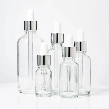 Flacons en Verre Transparent pour Soins Liquides avec Bouchon Compte-Gouttes Argenté - Fatipack Group Emballage Maroc