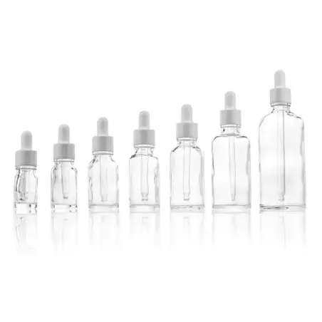 Flacons en Verre Clair avec Pipette Blanche pour Produits Cosmétiques - Fatipack Group Emballage Maroc