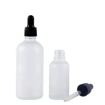 Flacon Compte-Gouttes en Verre Semi-Transparent Givré avec Pipette Noire - Fatipack Group Emballage Maroc