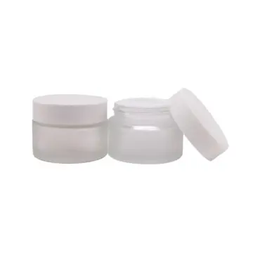 Pots Cosmétiques en Verre Givré Semi-Transparent avec Couvercle Blanc - Fatipack Group Emballage Maroc