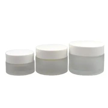 Pots Cosmétiques en Verre Givré Semi-Transparent avec Couvercle Blanc - Fatipack Group Emballage Maroc