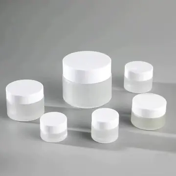 Pots Cosmétiques en Verre Givré Semi-Transparent avec Couvercle Blanc - Fatipack Group Emballage Maroc