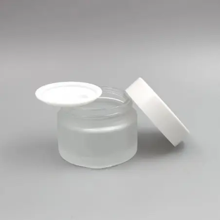 Pots Cosmétiques en Verre Givré Semi-Transparent avec Couvercle Blanc - Fatipack Group Emballage Maroc