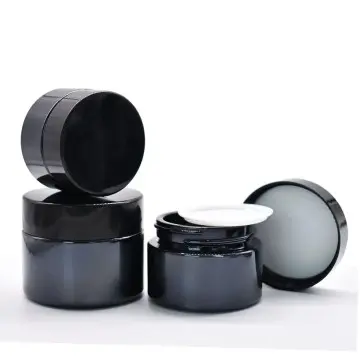Pot cosmétique en verre noir brillant avec couvercle noir twist-off - Fatipack Group Emballage Maroc