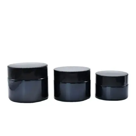 Pot cosmétique en verre noir brillant avec couvercle noir twist-off - Fatipack Group Emballage Maroc