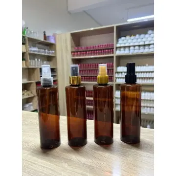 Flacons vaporisateurs en plastique PET marron ambré 200 ml avec bouchon spray de différentes couleurs - Fatipack Group Emballage Flacons vaporisateurs en plastique PET marron ambré 200 ml avec bouchon spray de différentes couleurs - Fatipack Group Emballage