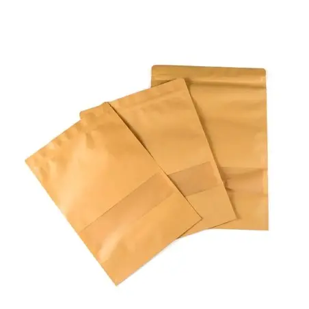 Sachet doypack en papier kraft alimentaire avec fenêtre transparente et fermeture zip - Fatipack Group Emballage Maroc