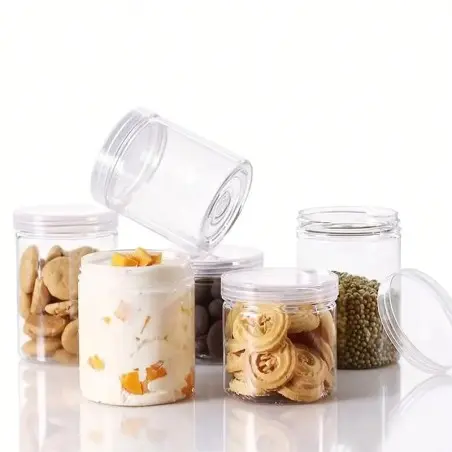 Pot plastique rond transparent avec couvercle élégant semi-transparent - Fatipack Group Emballage Maroc