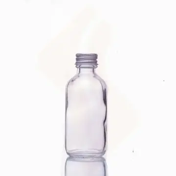 Flacon 100 ml en verre transparent avec bouchon à vis hermétique argenté - Fatipack Group Emballage Maroc