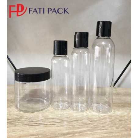 Gamme transparente avec bouchon noir - Fati Pack Emballage Maroc