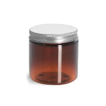 Pots en plastique PET marron ambré de qualité alimentaire avec couvercle twist-off en aluminium argenté hermétique - Fatipack Gr