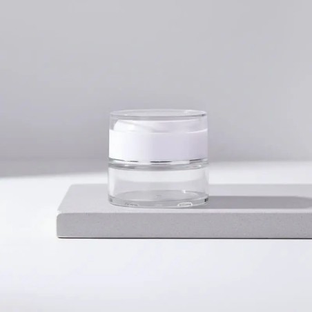 Pot de Crème Rond en Verre Transparent avec Couvercle à Vis Acrylique Blanc pour Emballage Cosmétique - Fatipack Group Emballage