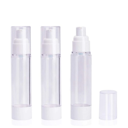 Flacon Airless Transparent avec Pompe Doseuse Blanche pour Emballage Cosmétique - Fatipack Group Emballage Maroc